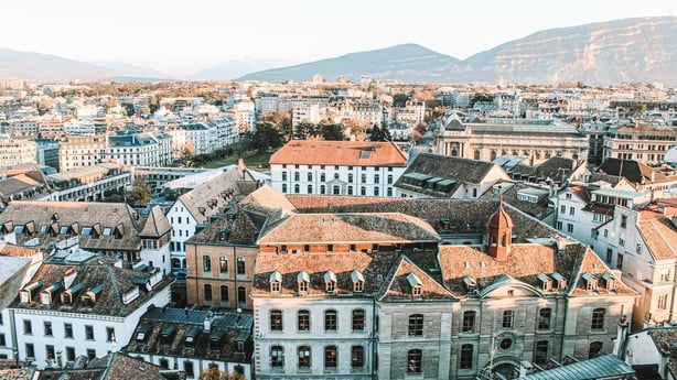 Amazing panoramic image of the city of Geneva