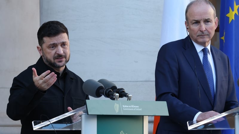 Volodymyr Zelensky pictured with Taoiseach Micheál Martin in Dublin last week