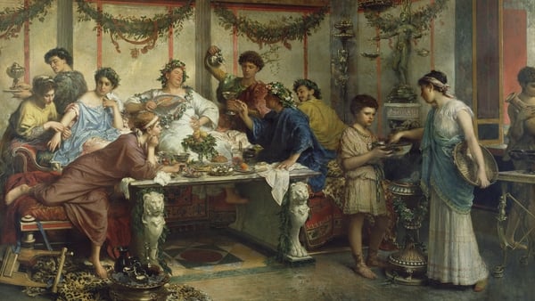 A Roman Feast (Saturnalia), Second Half of the 19th cen.. Found in the Collection of J. Paul Getty Museum, Los Angeles.