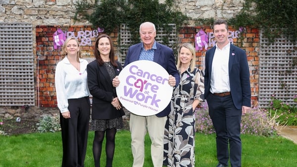 Photo attached showing L-R Nicola Gillen, Chief of Staff at Core; Katie Boylan, Board Member at Purple House Cancer Support; Bobby Kerr, broadcaster, entrepreneur, businessman and cancer survivor; Jacinta McHenry, Volunteer, Purple House Cancer Support; a