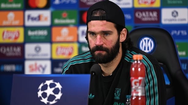 MILAN, ITALY - DECEMBER 08: (THE SUN OUT, THE SUN ON SUNDAY OUT) Alisson Becker of Liverpool during a press conference at San Siro on December 08, 2025 in Kirkby, England. (Photo by Andrew Powell/Liverpool FC via Getty Images)