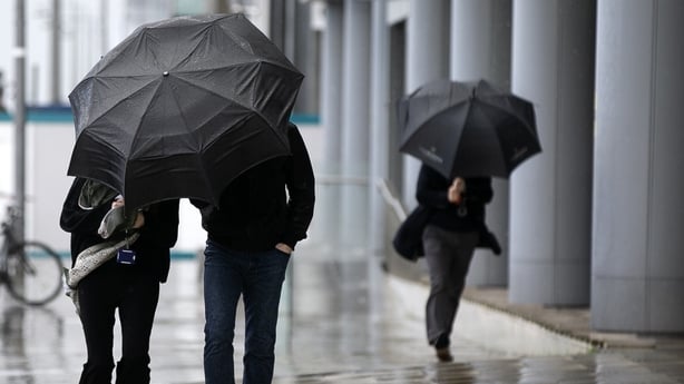 People battle wind and rain in Dublin