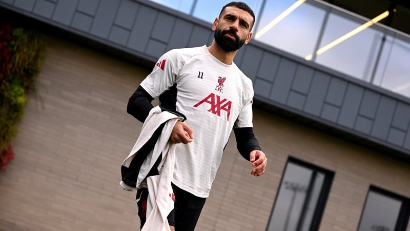 Mohamed Salah of Liverpool during a training session at AXA Training Centre