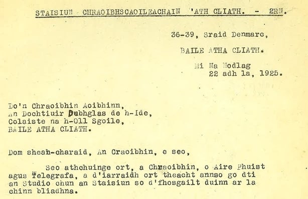 Clandillon Letter to Douglas Hyde