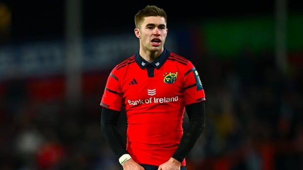 29 November 2025; Jack Crowley of Munster during the United Rugby Championship match between Munster and DHL Stormers at Thomond Park in Limerick. Photo by Shauna Clinton/Sportsfile