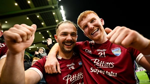 St Martin's players Michael Coleman, left, and Ben Stafford after winning 2025 Leinster hurling club semi