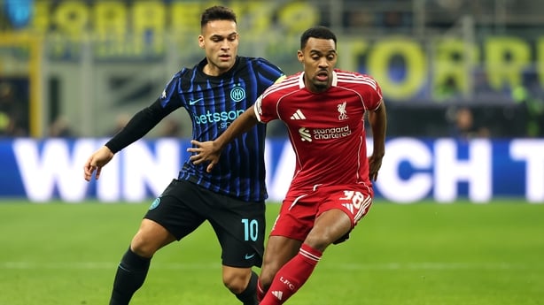 Inter Milan's Lautaro Martinez (left) and Liverpool's Ryan Gravenberch