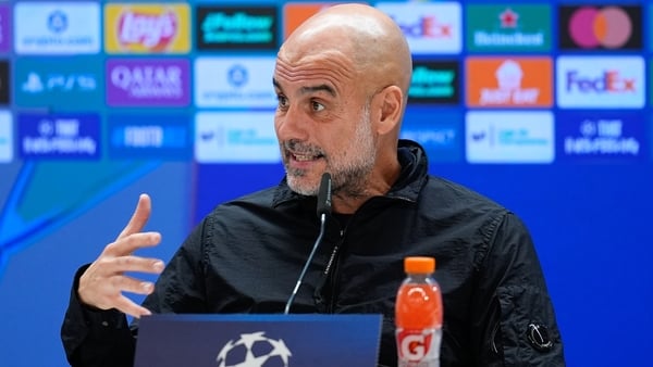 Pep Guardiola, head coach of Manchester City, attends his press conference ahead of the UEFA Champions League 2025/26 match against Real Madrid CF at Bernabeu stadium on December 09, 2025, in Madrid, Spain.