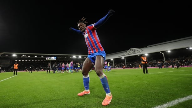 LONDON, ENGLAND - DECEMBER 7: Christantus Uche of Crystal Palace celebrates after the teams victory following the Premier League match between Fulham and Crystal Palace at Craven Cottage on December 7, 2025 in London, England. (Photo by Izzy Poles - AMA/Getty Images)
