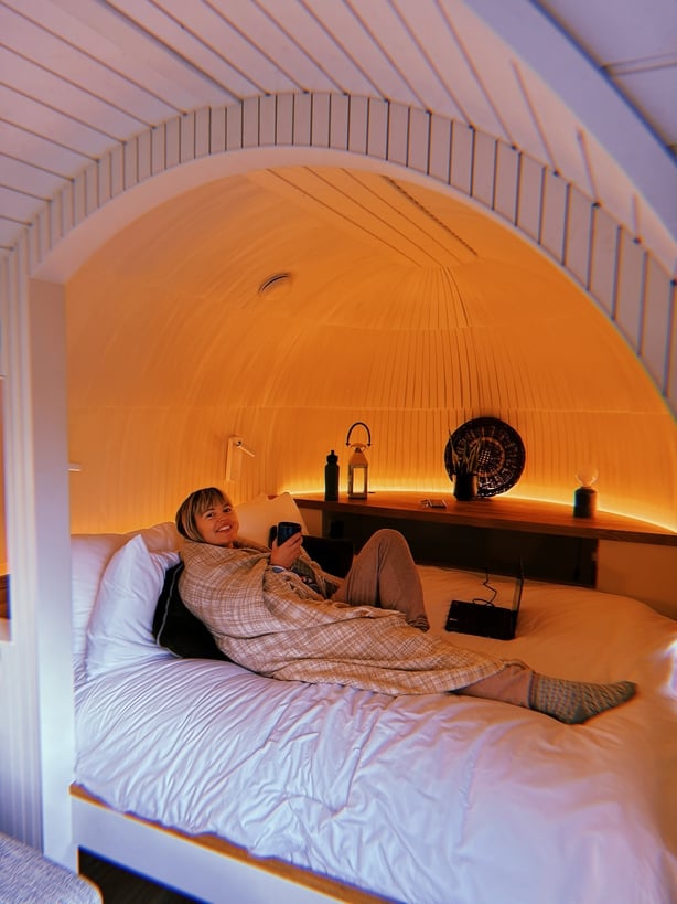 Tara Povey in an estate cabin at Ballygarry Estate Kerry