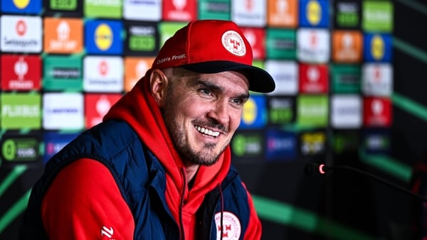 Head coach Joey O'Brien during a Shelbourne media conference at Tallaght Stadium in Dublin.