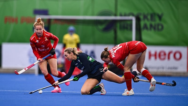 Charlotte Beggs in action during Ireland's 2-1 defeat to Belgium in Abbotstown