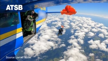Moment skydiver left dangling on plane’s tail