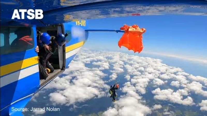 Watch: Moment skydiver left dangling on plane's tail