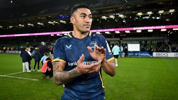 6 December 2025; Rieko Ioane of Leinster after the Investec Champions Cup match between Leinster and Harlequins at the Aviva Stadium in Dublin. Photo by Brendan Moran/Sportsfile