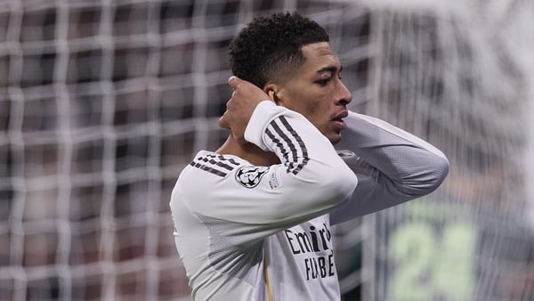 Jude Bellingham of Real Madrid CF seen during the UEFA Champions League 2025/2026 first round day 6 football match between Real Madrid CF and Manchester City at Santiago Bernabeu Stadium. Final score Real Madrid CF 1 : 2 Manchester City.