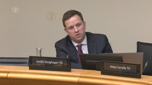 Fine Gael TD James Geoghegan speaking during a Public Accounts Committee on 11 December 2025 