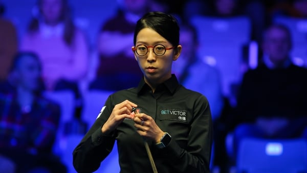 EDINBURGH, SCOTLAND - NOVEMBER 29: Ng On Yee of Chinese Hong Kong chalks the cue during the first round match against Kyren Wilson of England on day two of the 2022 BetVictor Scottish Open at the Meadownbank Sports Centre on November 29, 2022 in Edinburgh