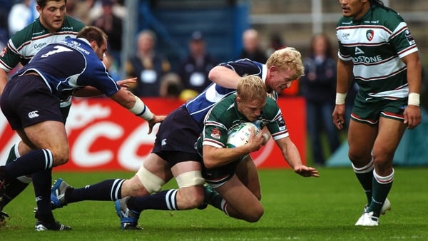 10 November 2007; Lewis Moody, Leicester Tigers, is tackled by Leo Cullen, Leinster. Heineken Cup, Pool 6, Round 1, Leinster v Leicester Tigers, RDS, Ballsbridge, Dublin. Picture credit; Brian Lawless / SPORTSFILE