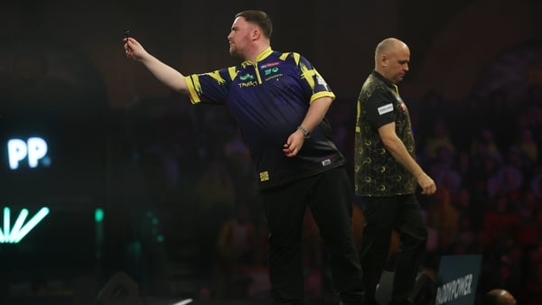 LONDON, ENGLAND - DECEMBER 11: Luke Littler of England prepares to throw against Darius Labanauskas of Lithuania during the Round One match between Luke Littler and Darius Labanauskas at Alexandra Palace on December 11, 2025 in London, England. (Photo by