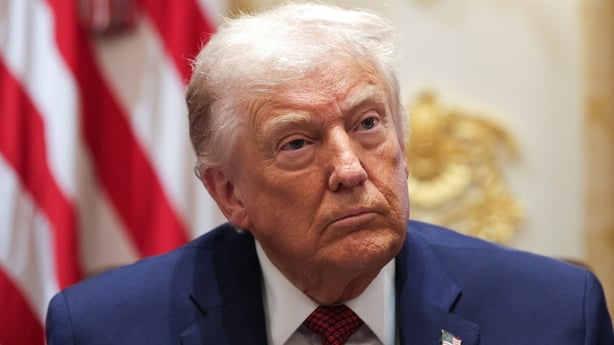 Donald Trump seen during talks with farmers at the White House