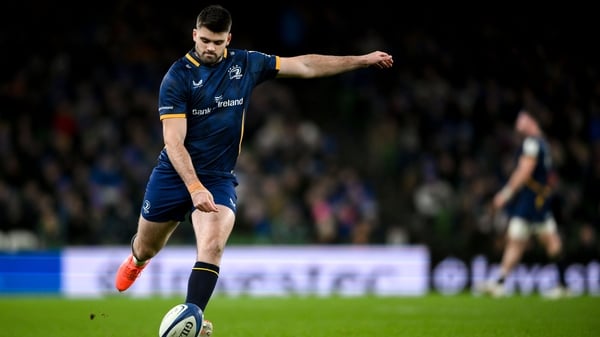 6 December 2025; Harry Byrne of Leinster during the Investec Champions Cup match between Leinster and Harlequins at the Aviva Stadium in Dublin. Photo by Shauna Clinton/Sportsfile