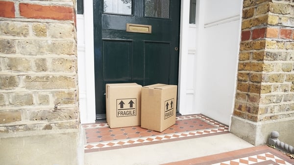 Parcel at a door (stock image)