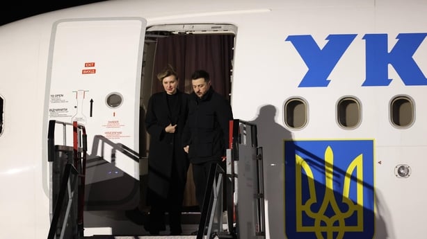 Ukrainian President Volodymyr Zelensky and his wife Olena Zelenska arrive at Dublin Airport for his visit to Ireland. Picture date: Monday December 1, 2025.