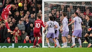 Liverpool's Hugo Ekitike scores their side's second goal of the game during the Premier League match at Anfield, Liverpool. Picture date: Saturday December 13, 2025.