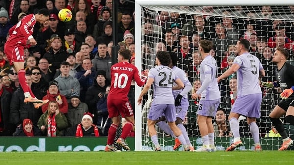 Liverpool's Hugo Ekitike scores their side's second goal of the game during the Premier League match at Anfield, Liverpool. Picture date: Saturday December 13, 2025.