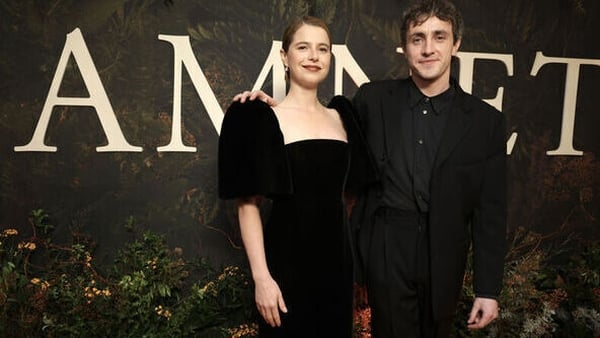 Photo shows actor Paul Mescal and actress Jessie Buckley at the irish premiere of the film Hamnet at the Light House Cinema