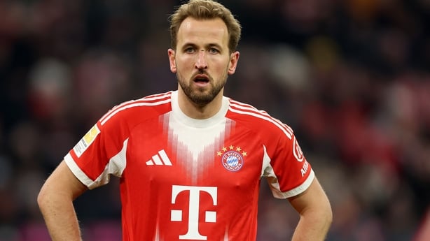 MUNICH, GERMANY - DECEMBER 14: Harry Kane of FC Bayern Munich looks on during the Bundesliga match between FC Bayern München and 1. FSV Mainz 05 at Allianz Arena on December 14, 2025 in Munich, Germany. (Photo by Alexander Hassenstein/Getty Images)