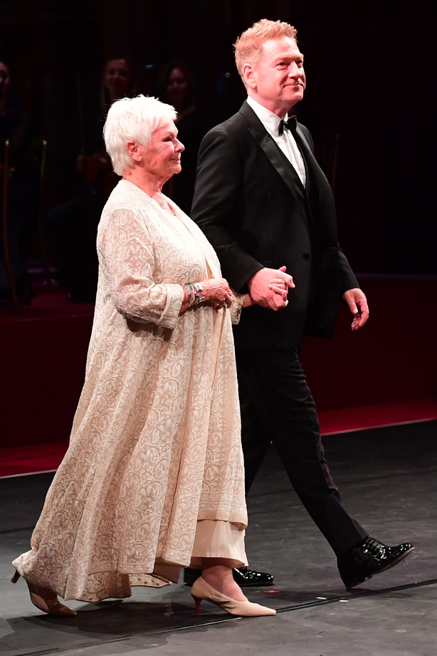 Actors Judi Dench (L) and Kenneth Brannagh take a bow after performing during a gala concert in the Throne Room at Buckingham Palace in London on October 25, 2018, to mark 70th birthday of Britain's Prince Charles, Prince of Wales, and recognise His Royal Highness's commitment to, and patronage of, 
