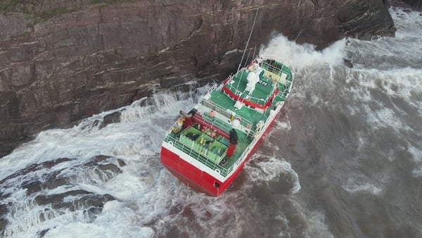 aerial view of trawler which went aground off Cuan an Daingin kerry