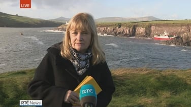 Jennie O'Sullivan reports from Cuan an Dáingin where an operation to remove a trawler continues