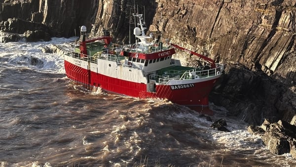 A trawler grounded in Daingin