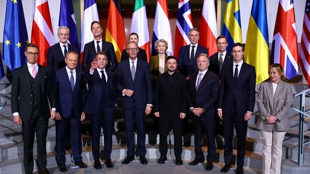 Volodymyr Zelensky meeting with various EU leaders and US officials in Berlin