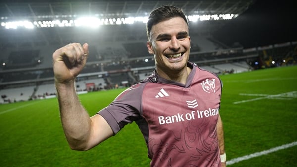 13 December 2025; Shane Daly of Munster celebrates after the Investec Champions Cup match between Munster and Gloucester at SuperValu Páirc Ui Chaoimh in Cork. Photo by David Fitzgerald/Sportsfile