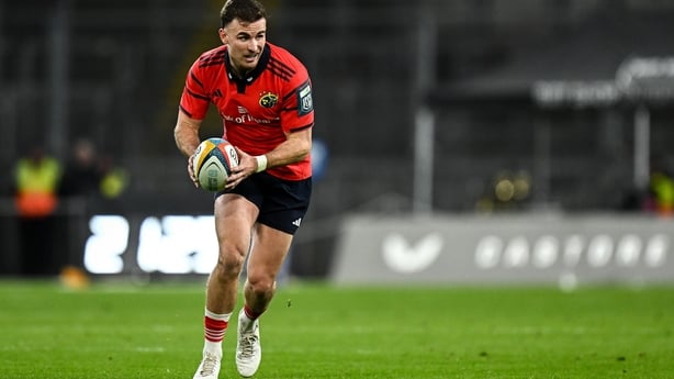 18 October 2025; Shane Daly of Munster during the United Rugby Championship match between Leinster and Munster at Croke Park in Dublin. Photo by Seb Daly/Sportsfile