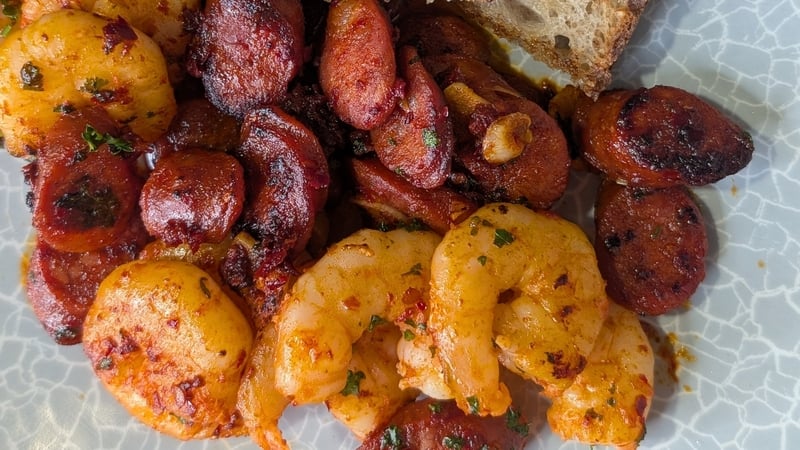 Neven's sizzling garlic & chilli prawns: Today