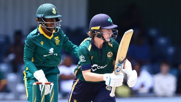 Karabo Meso of South Africa and Orla Prendergast of Ireland during the 1st Women's ODI between South Africa Women and Ireland Women at Buffalo Park