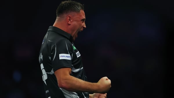 LONDON, ENGLAND - DECEMBER 16: Gerwyn Price of Wales celebrates victory against Adam Gawlas of Czechia during their Round 1 match on Day Six of the 2025/26 Paddy Power World Darts Championship at Alexandra Palace on December 16, 2025 in London, England. (