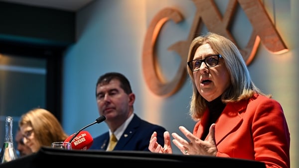 20 February 2024; Steering Committee Chairperson Mary McAleese speaking during the media update on the integration process involving the Camogie Association, the GAA and LGFA at Croke Park in Dublin. Photo by Sam Barnes/Sportsfile