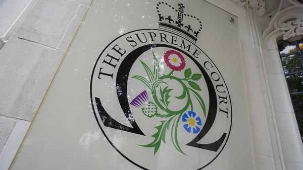 A view of the sign for the Supreme Court in London