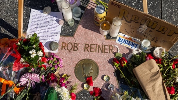  Flowers, candles and other mementos lay on the Hollywood star of director and actor Rob Reiner 