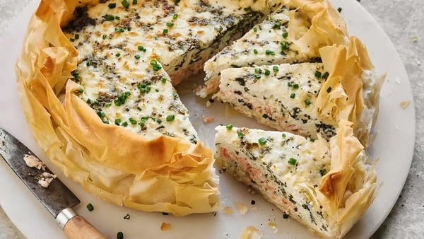 Emily English’s salmon and spinach filo cottage cheese quiche