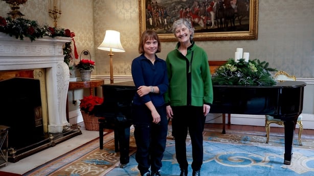 Greta Thunberg and Catherine Connolly meet at Áras