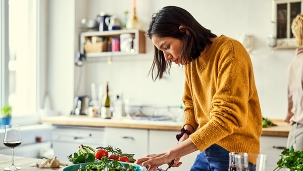 Woman making food at home