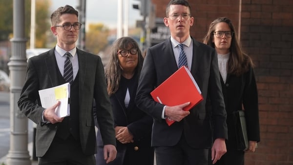 Enoch Burke at the High Court, Dublin, arriving with family members including his brother Isaac (left), mother Martina (second left), and sister Ammi (right)