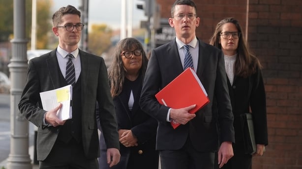 Enoch Burke at the High Court, Dublin, arriving with family members including his brother Isaac (left), mother Martina (second left), and sister Ammi (right)